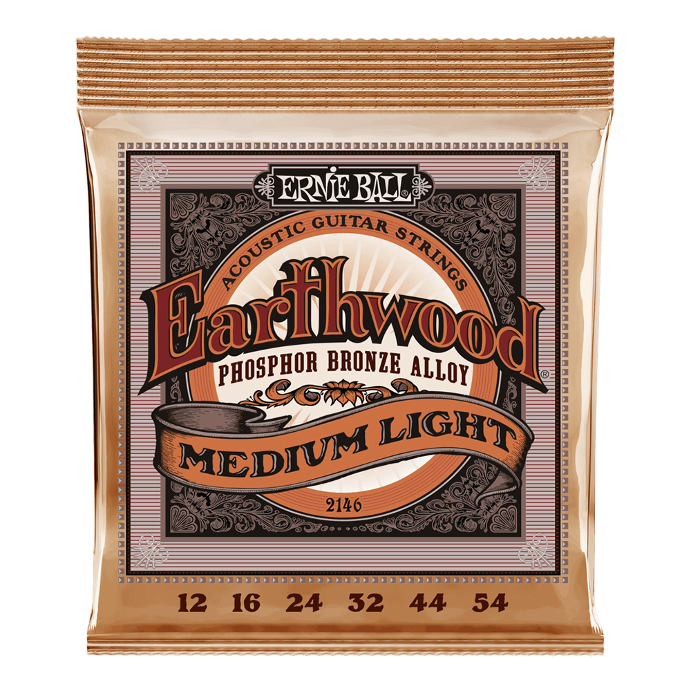 ERNIE BALL <br>#2146 Earthwood Medium Light Phosphor Bronze 12-54