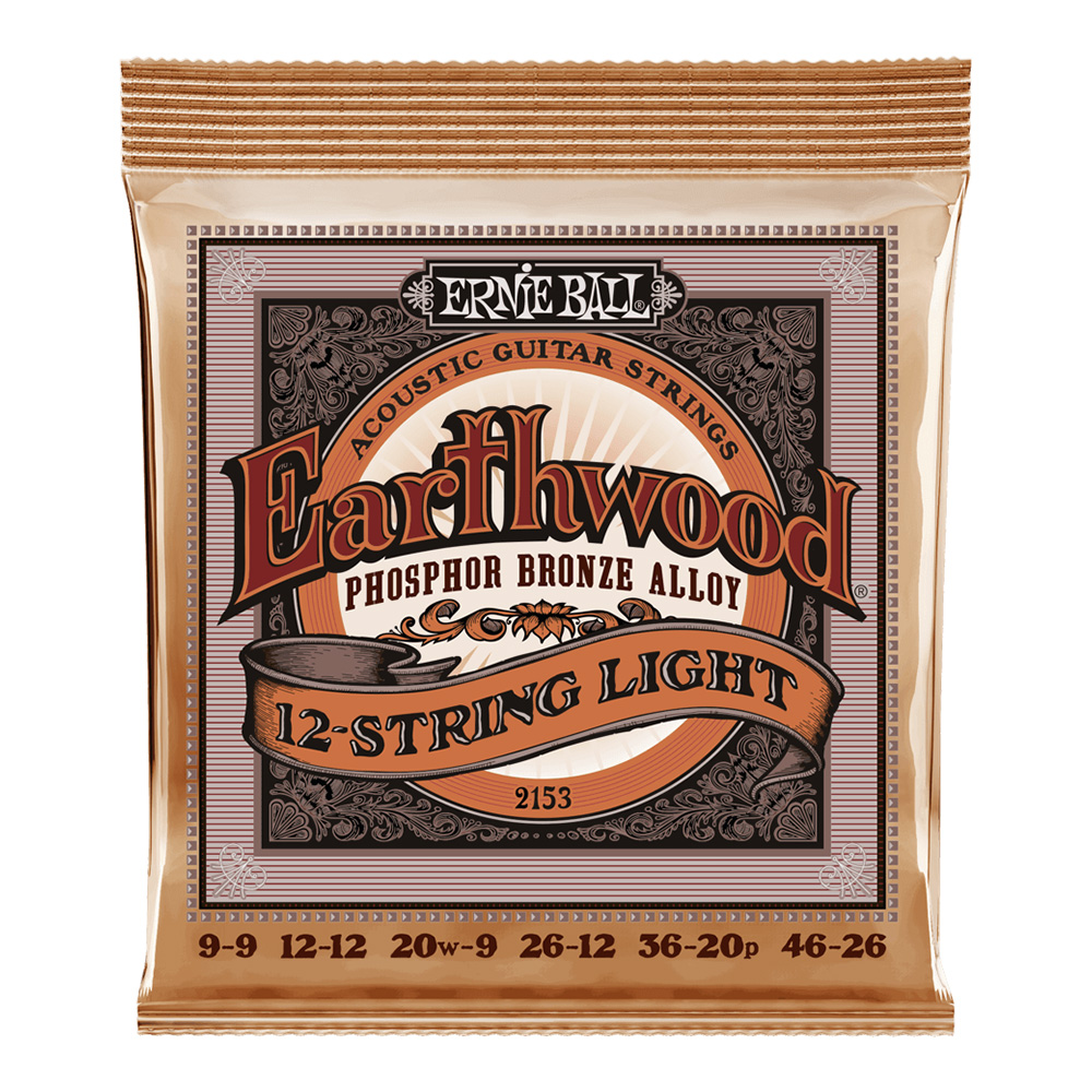 ERNIE BALL <br>#2153 Earthwood 12-String Light Phosphor Bronze 9-46