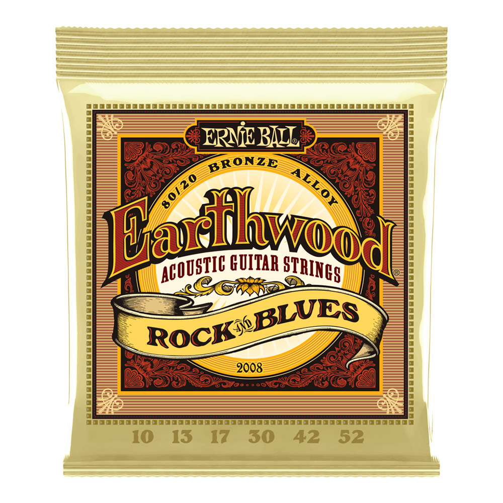 ERNIE BALL <br>#2008 Earthwood Rock And Blues w/Plain G 80/20 Bronze 10-52