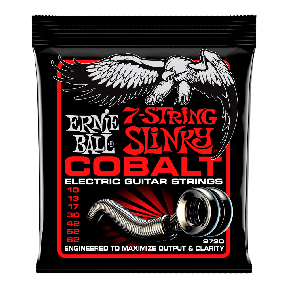 ERNIE BALL <br>#2730 Skinny Top Heavy Bottom Slinky Cobalt 7-String 10-62