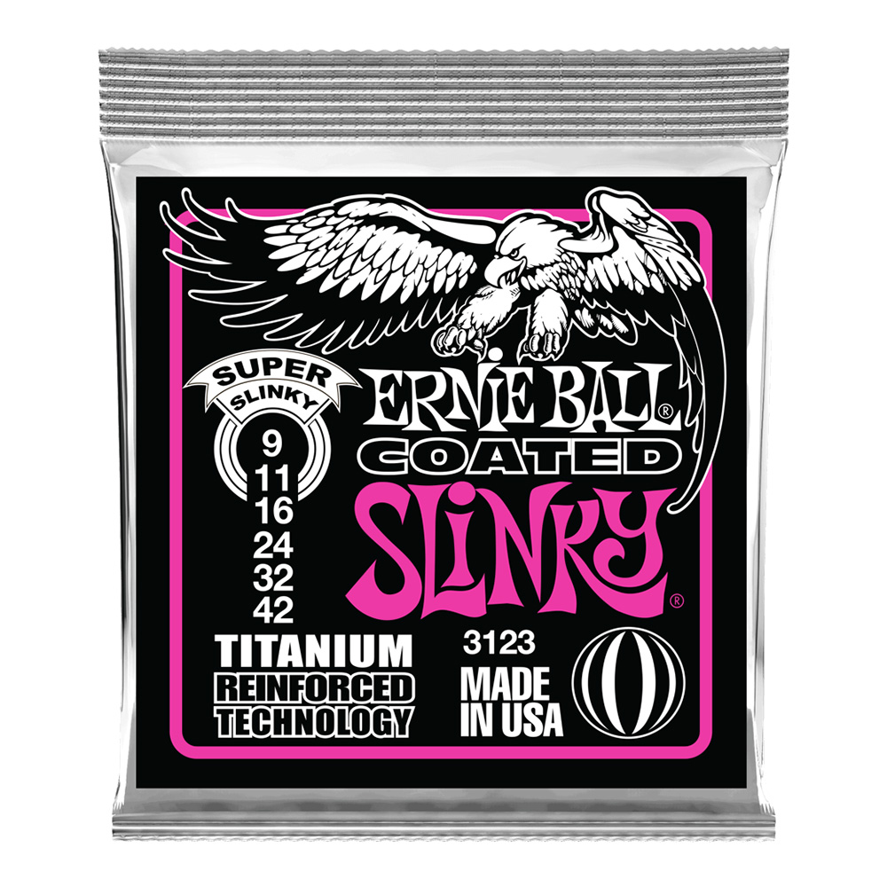 ERNIE BALL <br>#3123 Super Slinky Coated Titanium RPS 9-42