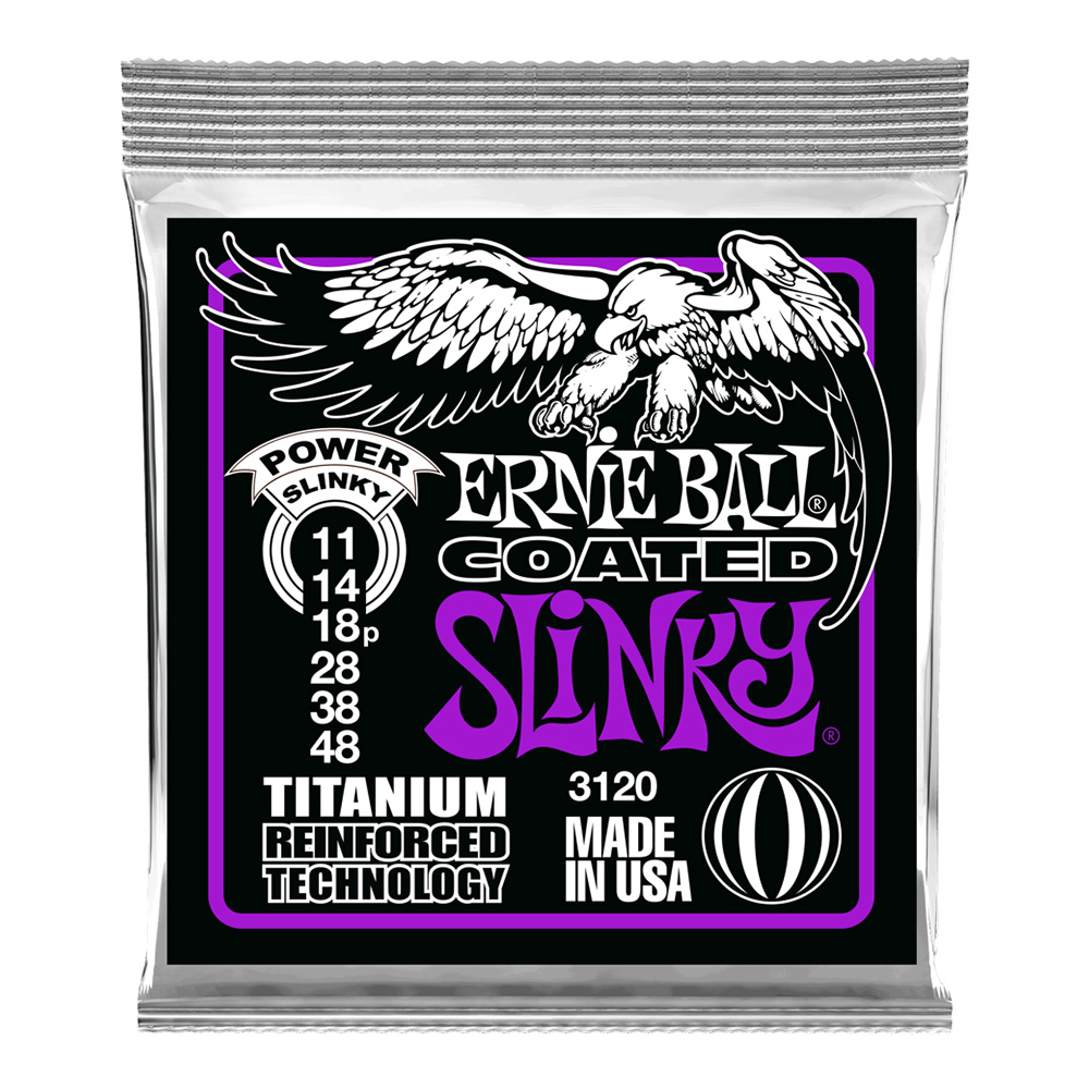 ERNIE BALL <br>#3120 Power Slinky Coated Titanium RPS 11-48