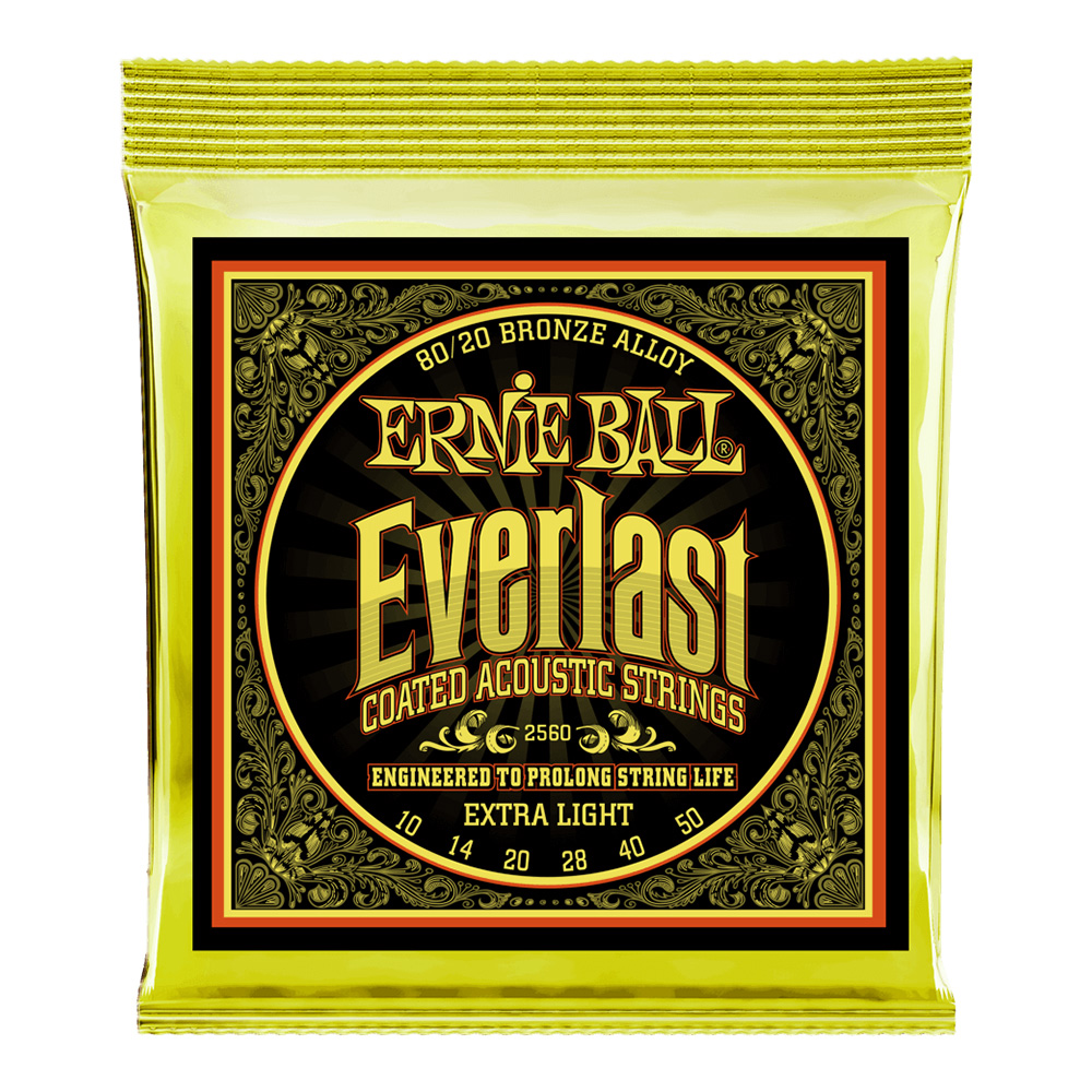 ERNIE BALL <br>#2560 Everlast Extra Light Coated 80/20 Bronze Acoustic - 10-50