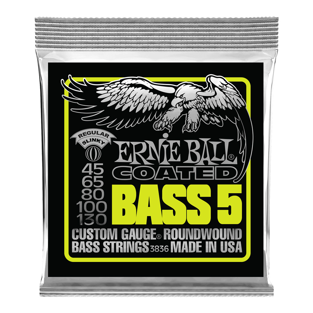 ERNIE BALL <br>#3836 Bass 5 Slinky Coated 45-130