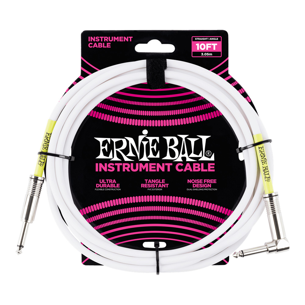 ERNIE BALL <br>#6049 10' Straight / Angle Instrument Cable - White
