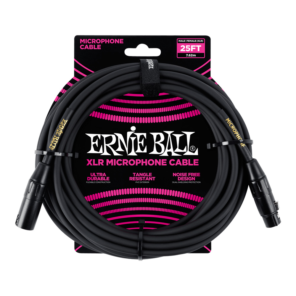 ERNIE BALL <br>#6073 25' Male / Female XLR Microphone Cable - Black