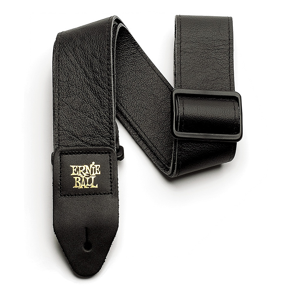 ERNIE BALL <br>#4134 2" Tri-Glide Italian Leather Strap - Black