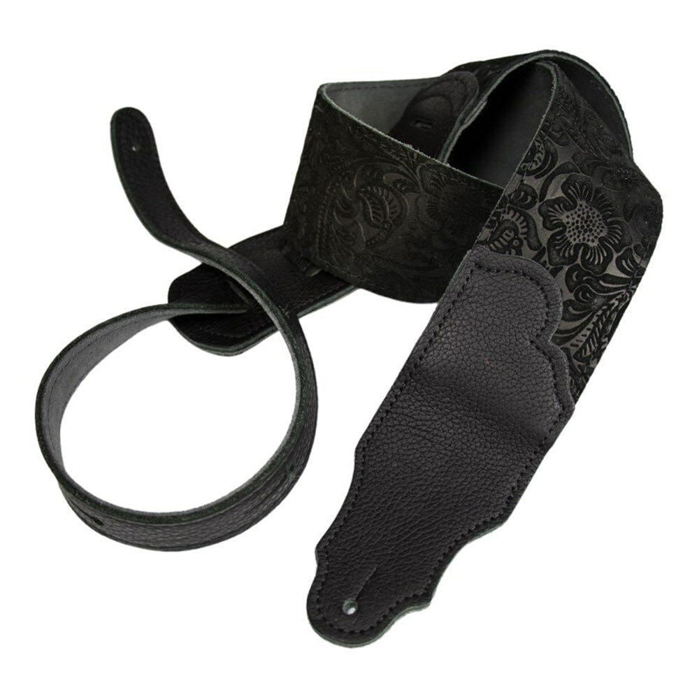 Franklin <br>FSSE-BK-BK [Embossed Suede Guitar Strap - Black]