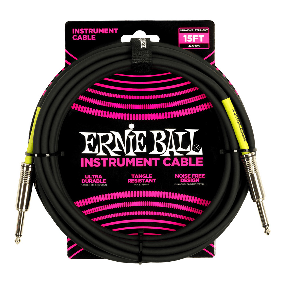 ERNIE BALL <br>#6399 15' Straight / Straight Instrument Cable - Black