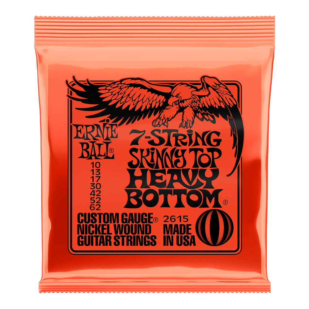 ERNIE BALL <br>#2615 Skinny Top Heavy Bottom Slinky 7-String Nickel Wound 10-62