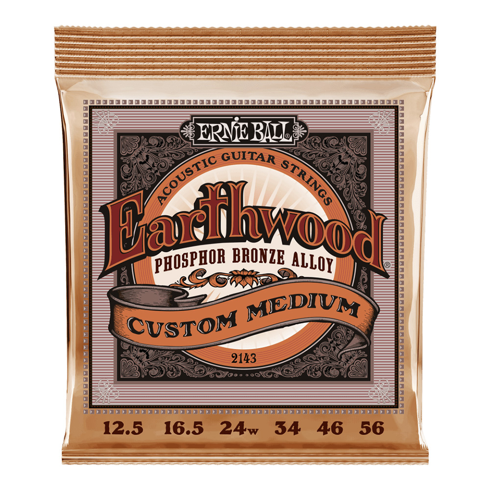 ERNIE BALL <br>#2143 Earthwood Custom Medium Phosphor Bronze 12.5-56