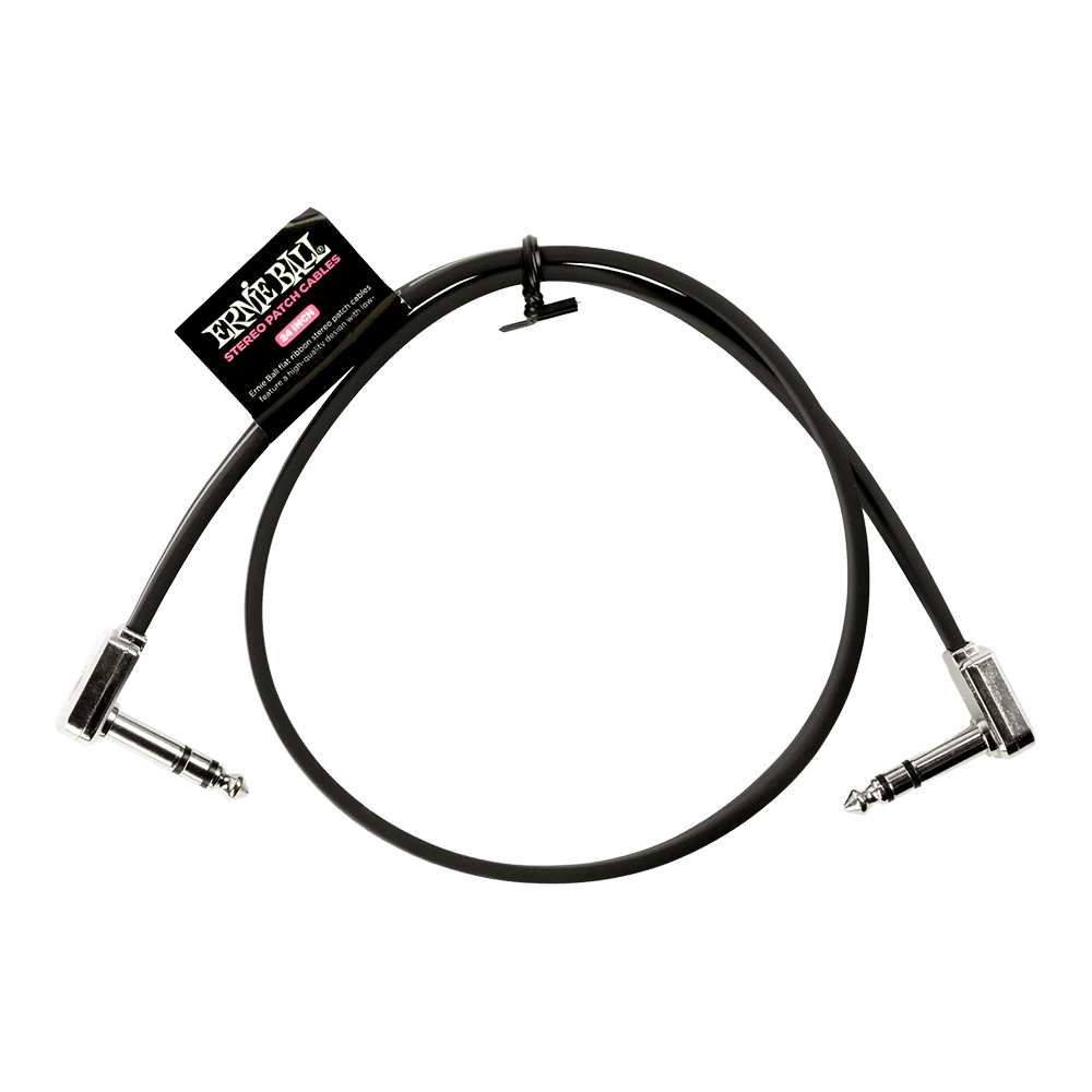 ERNIE BALL <br>#6410 24" Single Flat Ribbon Stereo Patch Cable - Black