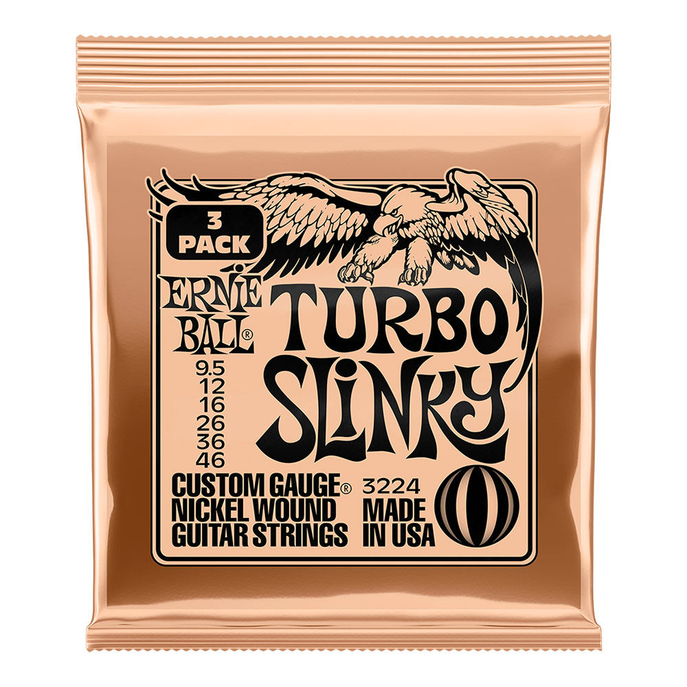 ERNIE BALL <br>#3224 Turbo Slinky Nickel Wound 9.5-46 [3 Pack]