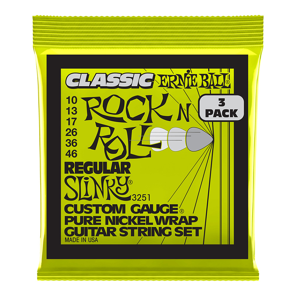 ERNIE BALL <br>#3251 Regular Slinky Classic Rock N Roll Pure Nickel Wrap 10-46 [3 Pack]