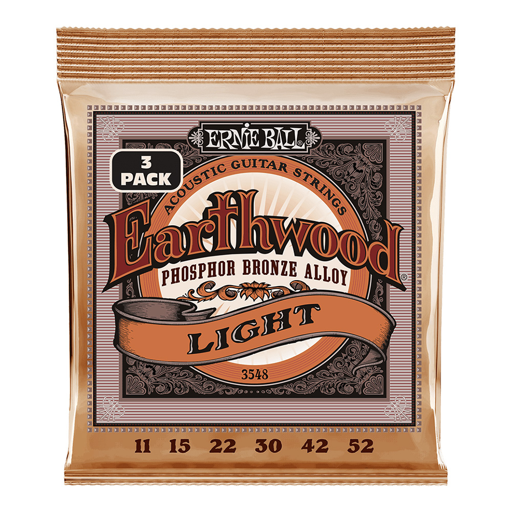 ERNIE BALL <br>#3548 Earthwood Light Phosphor Bronze 11-52 [3 Pack]