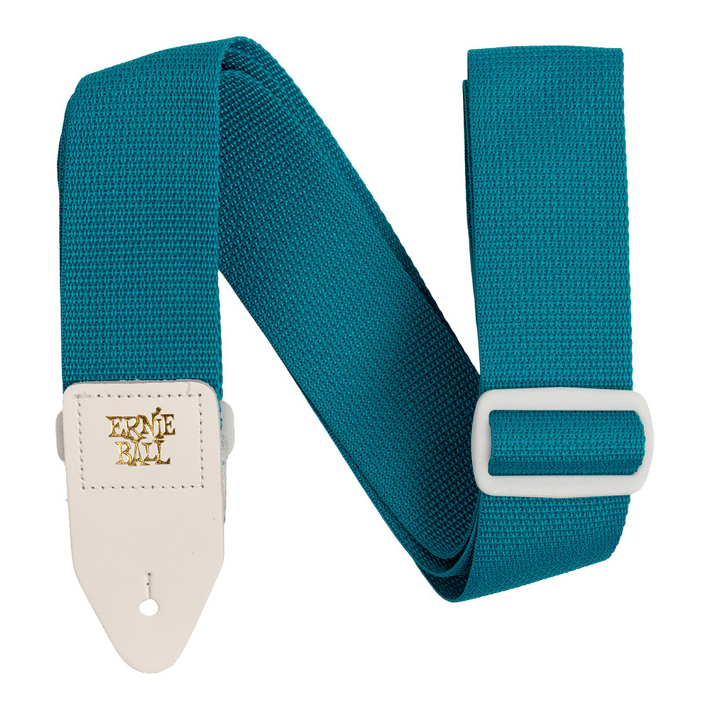 ERNIE BALL <br>#5349 Teal & White Polypro Guitar Strap