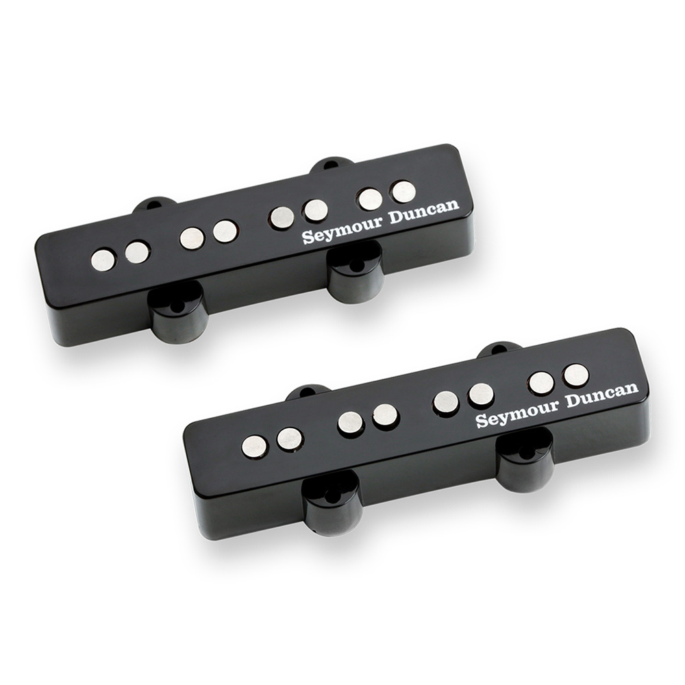 Seymour Duncan <br>Heavy Weather Jazz Bass Pickup Set - Black w/Logo [HEAVY WEATHER set w/Logo BLK]