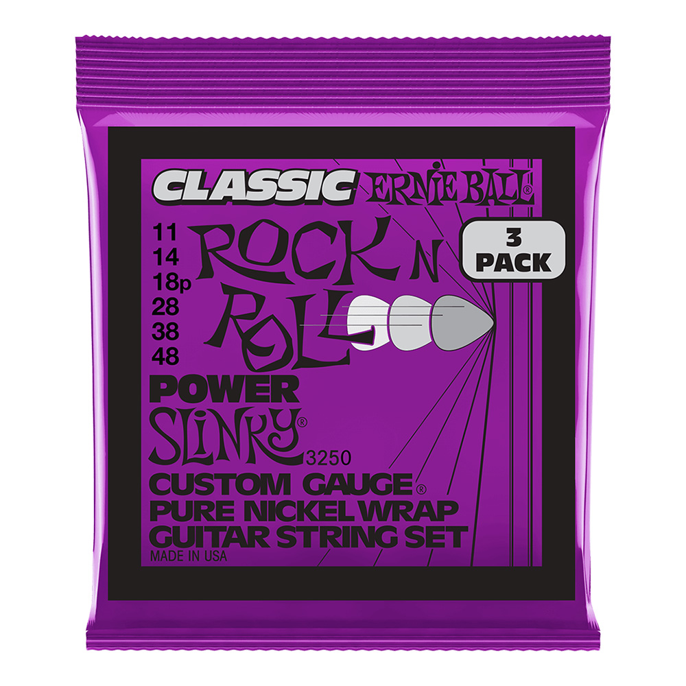 ERNIE BALL <br>#3250 Power Slinky Classic Rock N Roll Pure Nickel Wrap 11-48 [3 Pack]