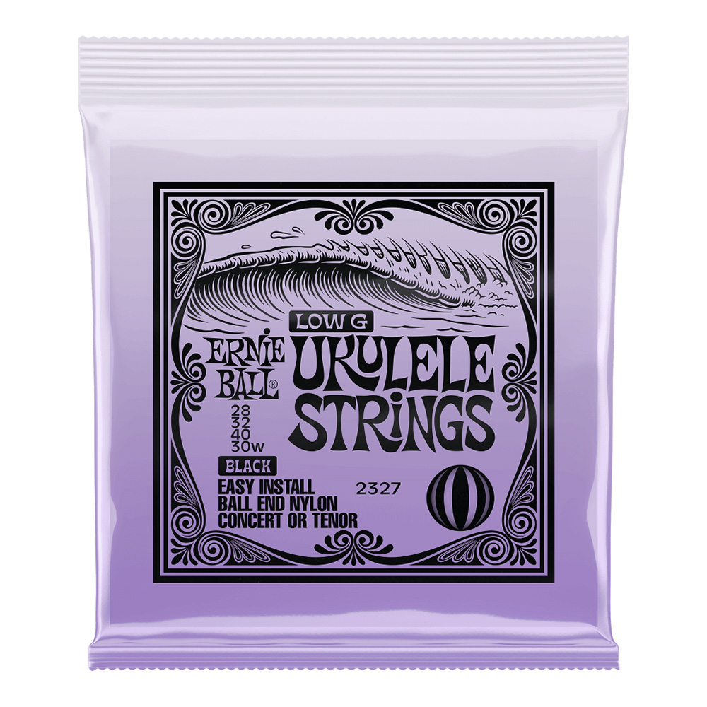 ERNIE BALL <br>#2327 Ukulele Ball End Nylon Strings Black w/Wound G