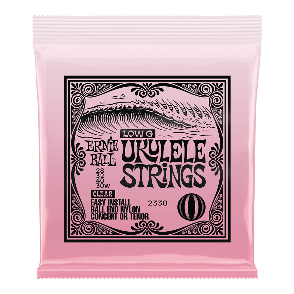 ERNIE BALL <br>#2330 Ukulele Ball End Nylon Strings Clear w/Wound G