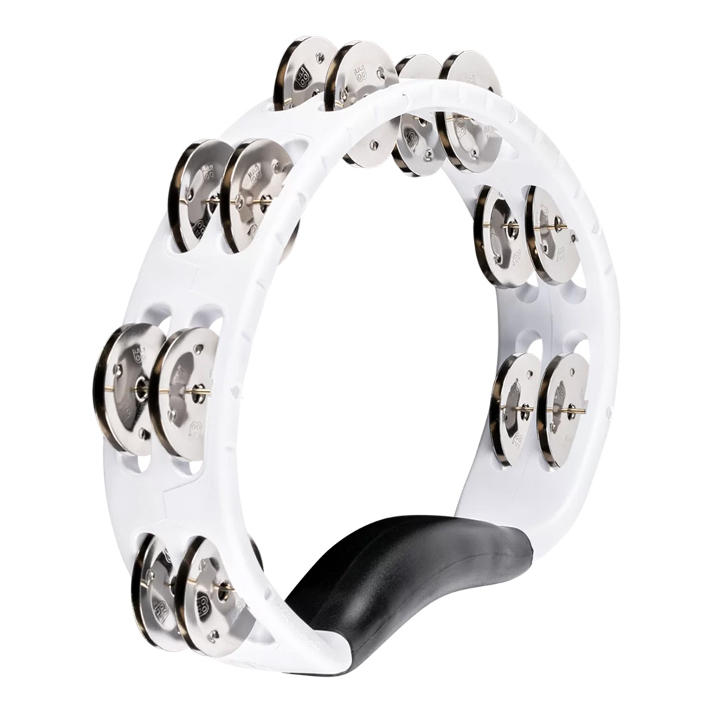 MEINL <br>Headliner Series Handheld ABS Tambourine - White/HandHeld/Double Row Jingle [HTMT1WH]