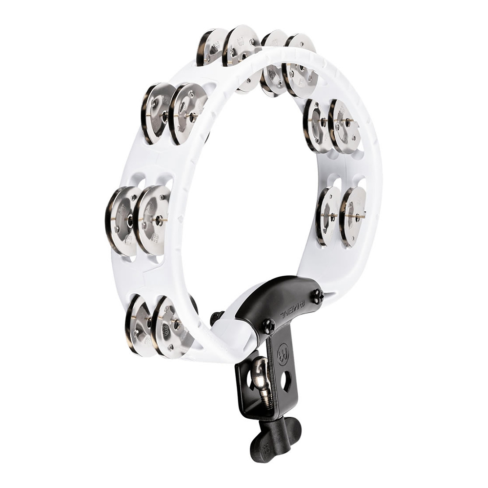 MEINL <br>Headliner Series Mountable ABS Tambourine - White/Mountable/Double Row Jingle [HTMT2WH]