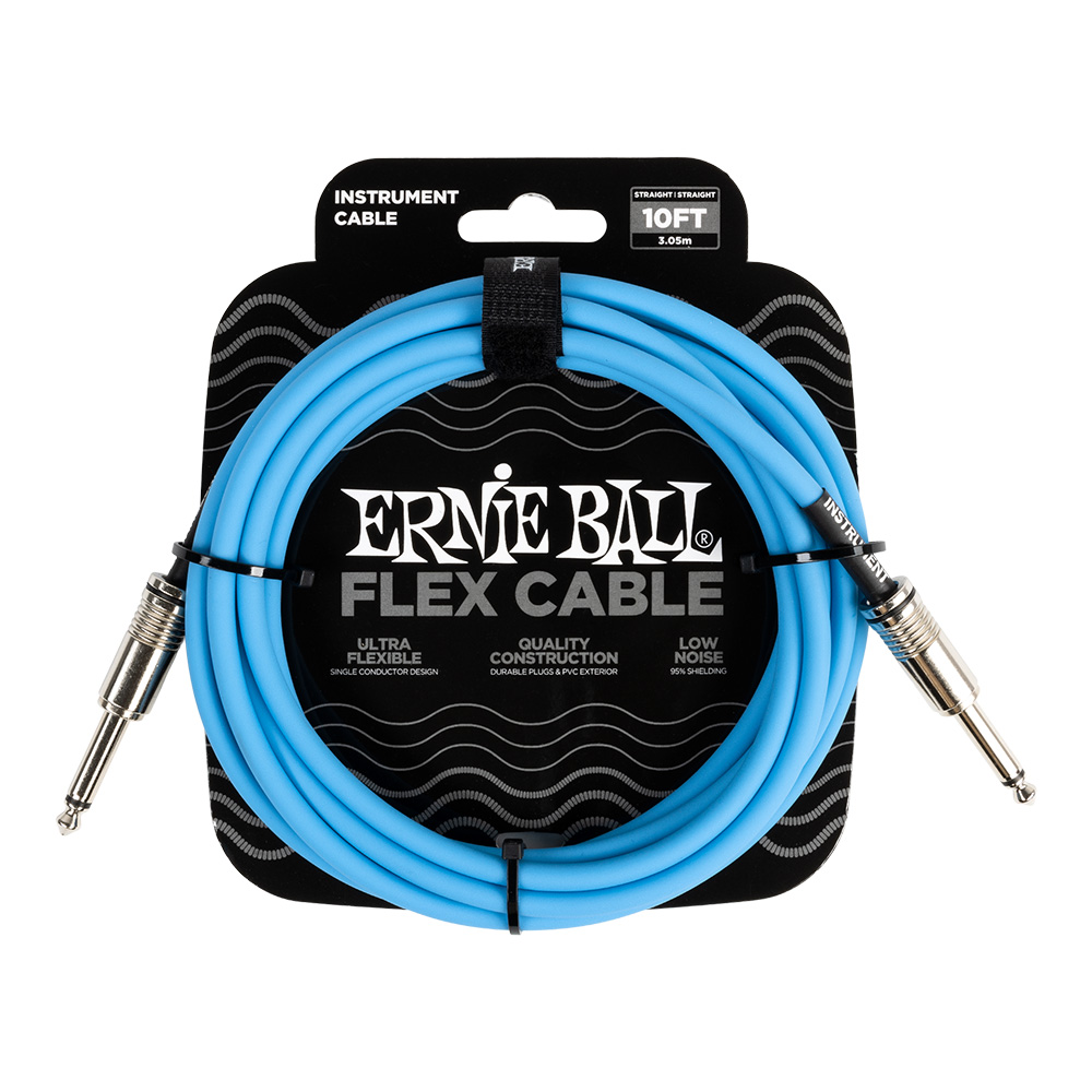 ERNIE BALL <br>#6412 Flex Instrument Cable Straight/Straight 10Ft - Blue