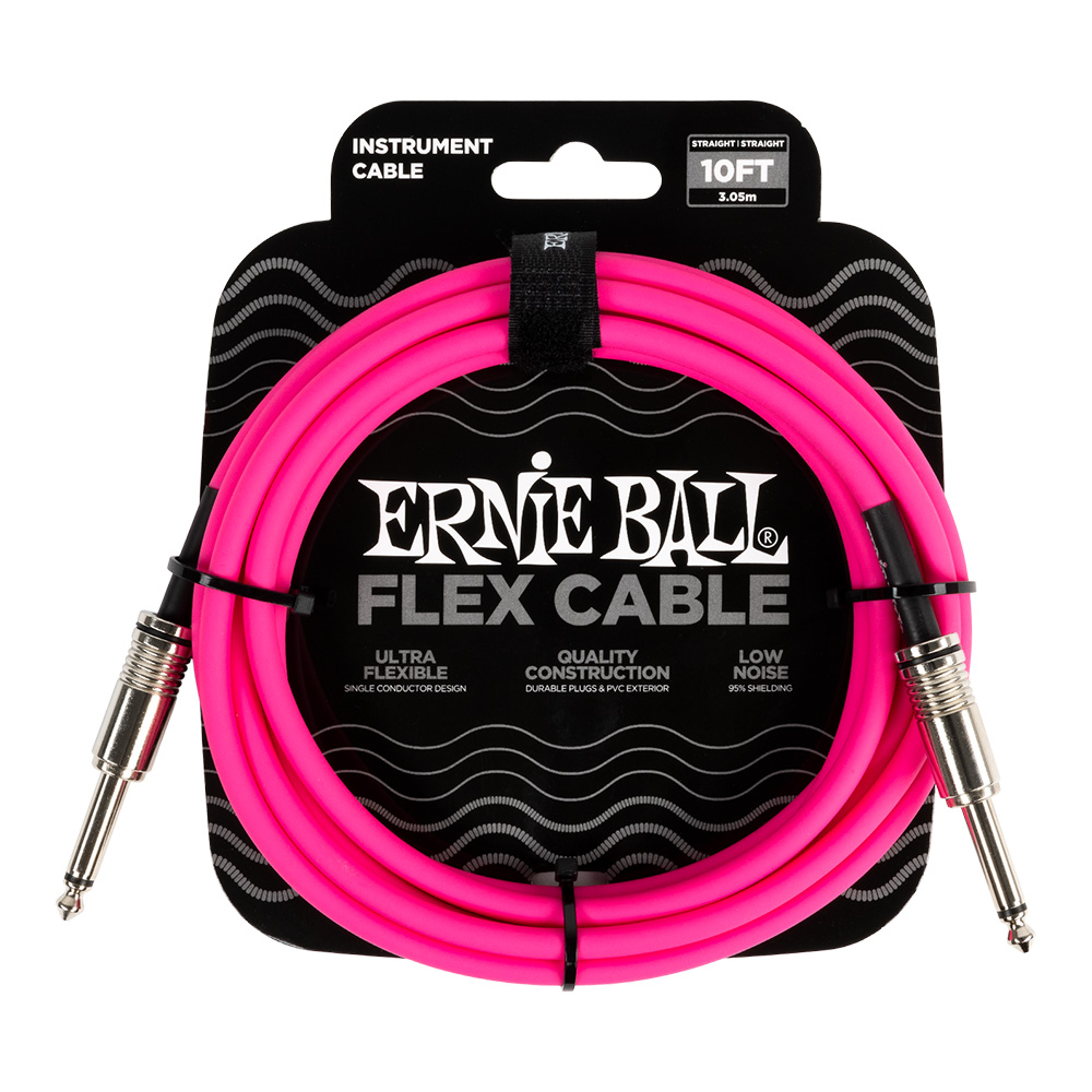 ERNIE BALL <br>#6413 Flex Instrument Cable Straight/Straight 10Ft - Pink