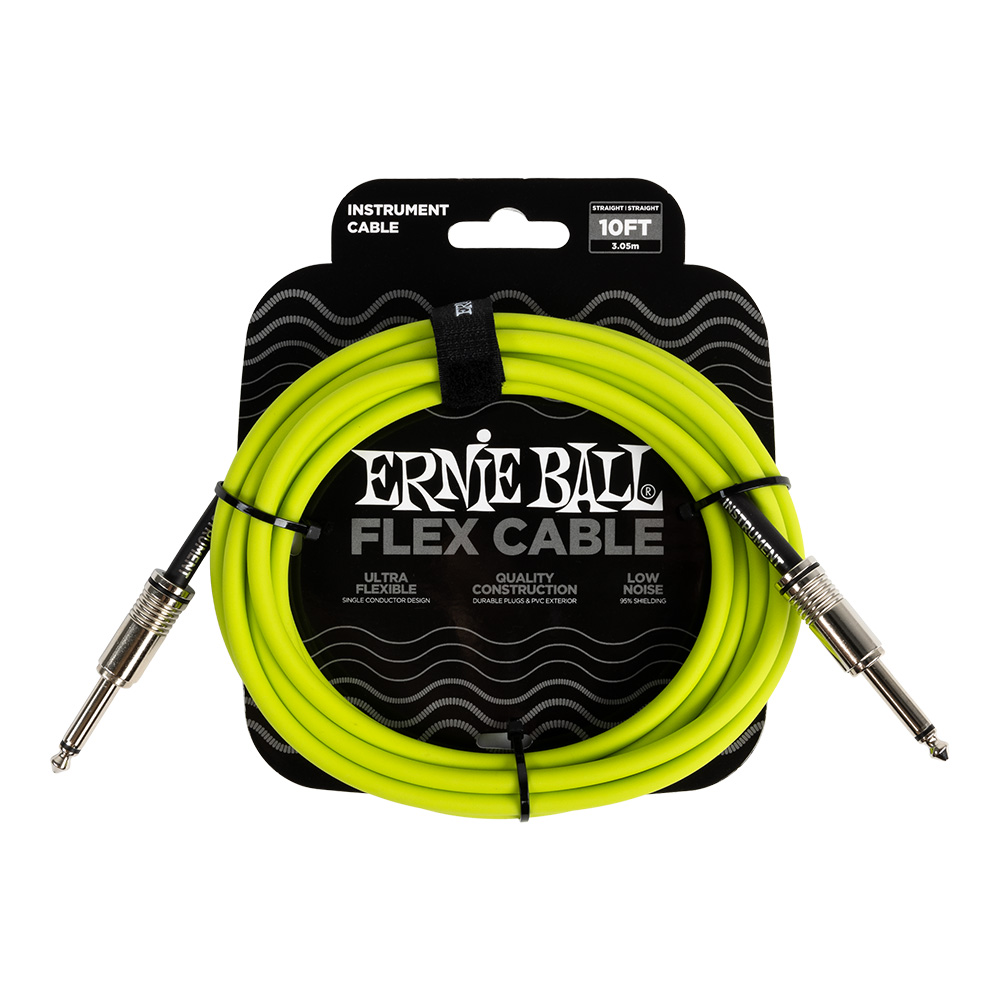 ERNIE BALL <br>#6414 Flex Instrument Cable Straight/Straight 10Ft - Green