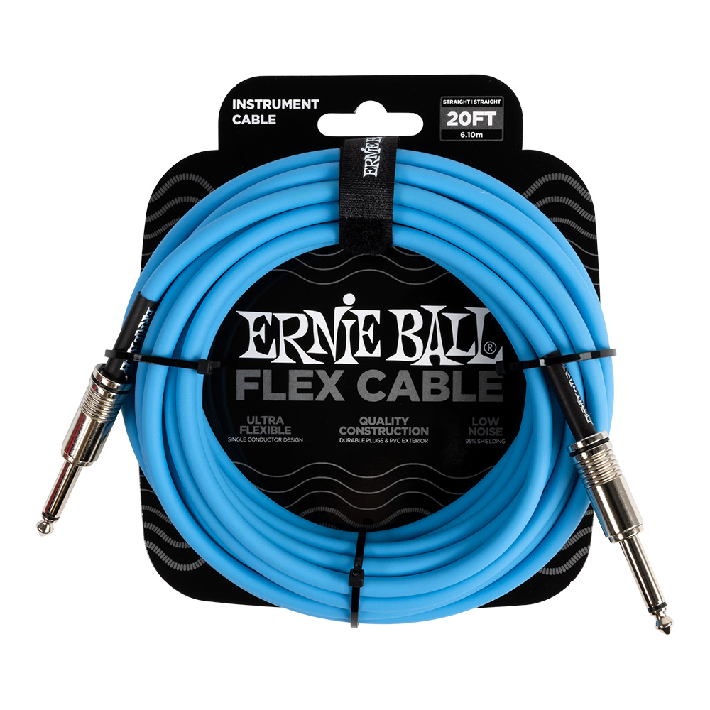 ERNIE BALL <br>#6417 Flex Instrument Cable Straight/Straight 20Ft - Blue