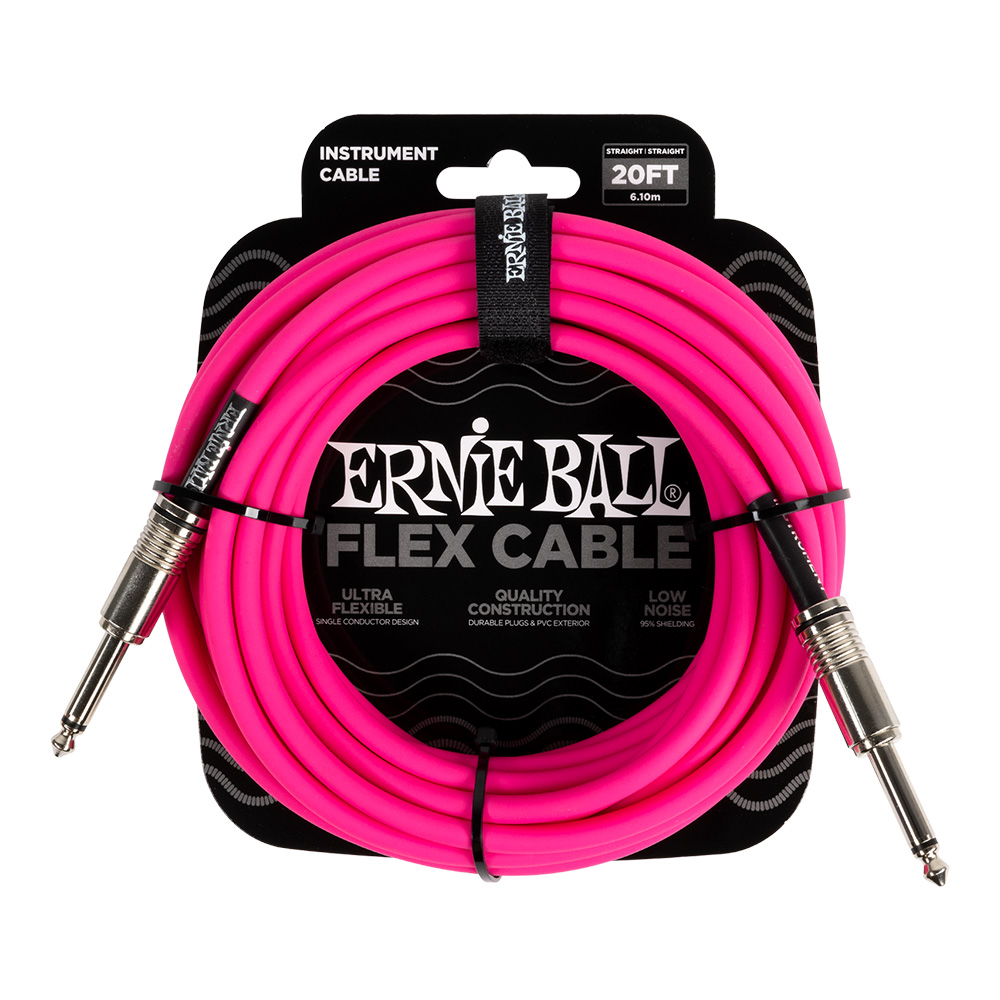 ERNIE BALL <br>#6418 Flex Instrument Cable Straight/Straight 20Ft - Pink