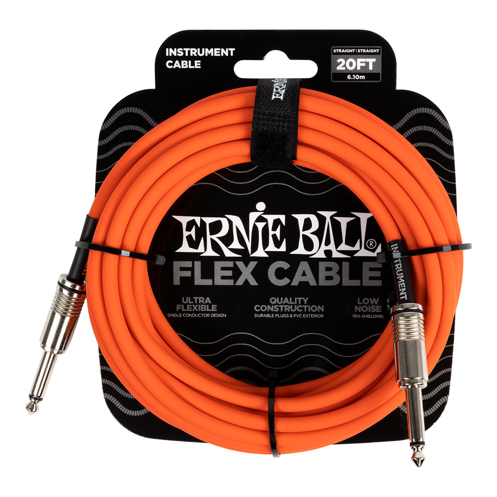 ERNIE BALL <br>#6421 Flex Instrument Cable Straight/Straight 20Ft - Orange