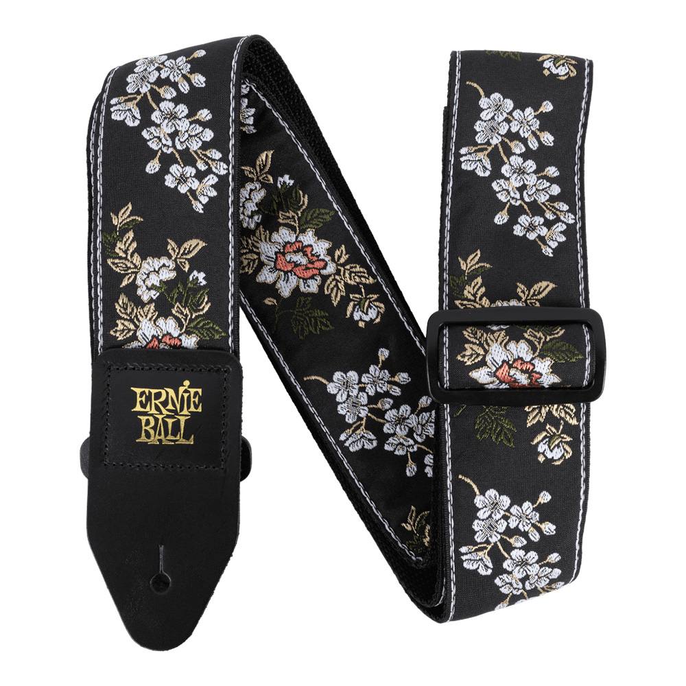 ERNIE BALL <br>#5362 Classic Jacquard Guitar Strap/Bass Strap - White Blossom