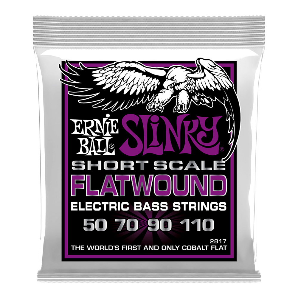 ERNIE BALL <br>#2817 Power Slinky Flatwound Short Scale Electric Bass Strings 50-110