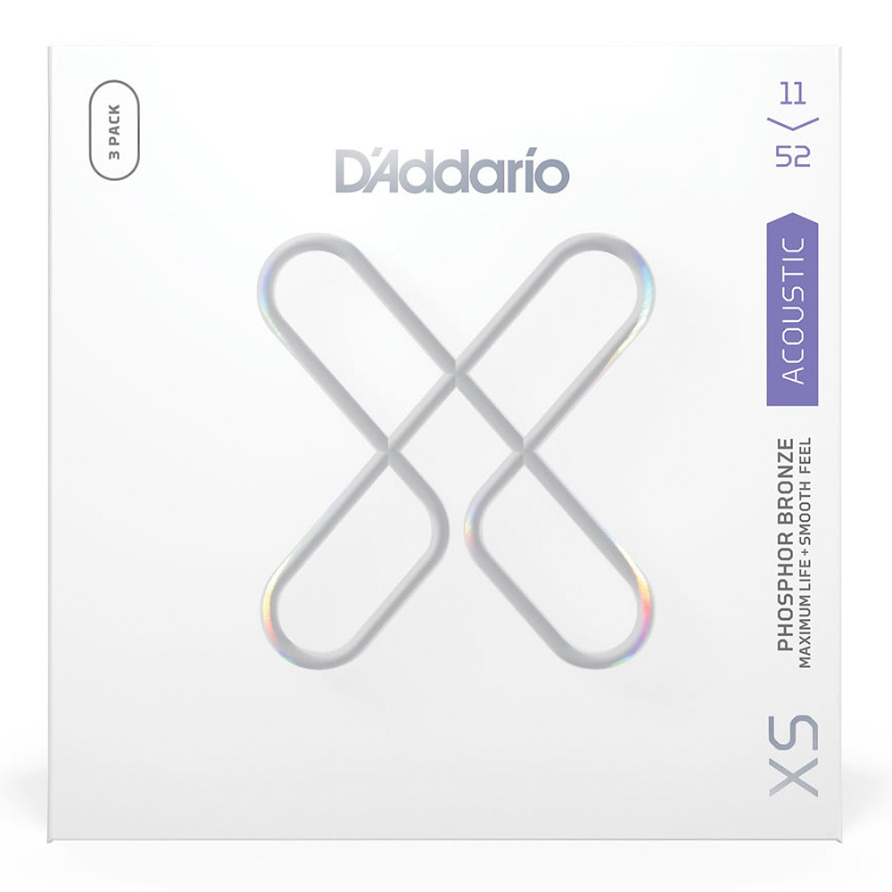 D'Addario <br>XSAPB1152-3P XS Phosphor Bronze Custom Light 11-52 3pack