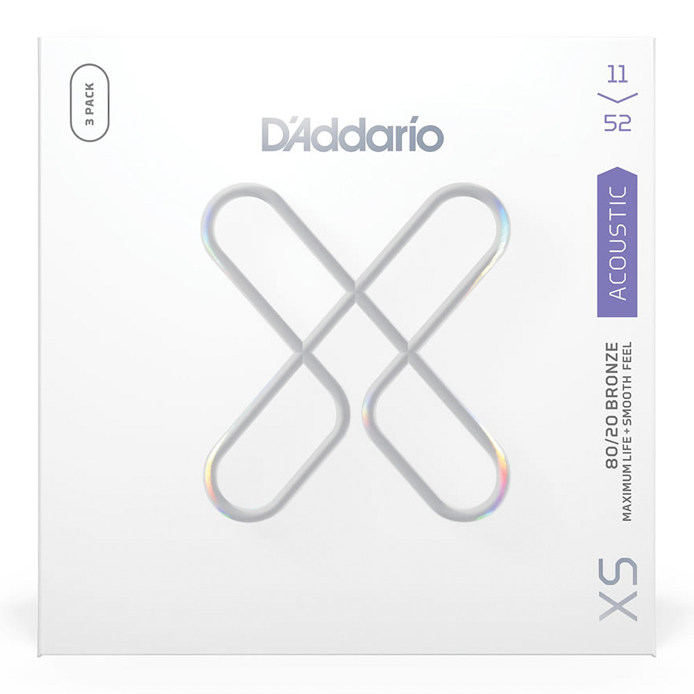 D'Addario <br>XSABR1152-3P XS 80/20 Bronze Custom Light 11-52 3pack