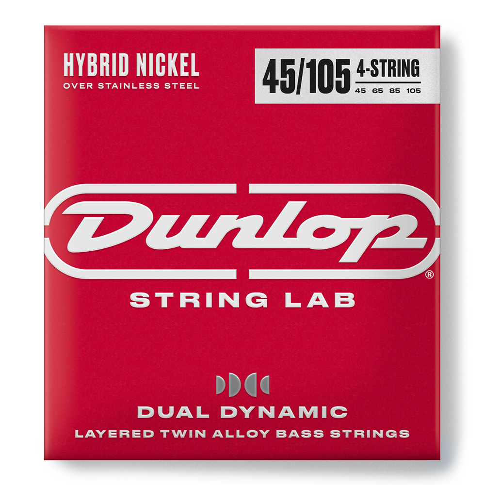 Jim Dunlop <br>Dual Dynamic Layered Twin Alloy Hybrid Wound Nickel Bass Strings 45-105 [DBHYN45105]