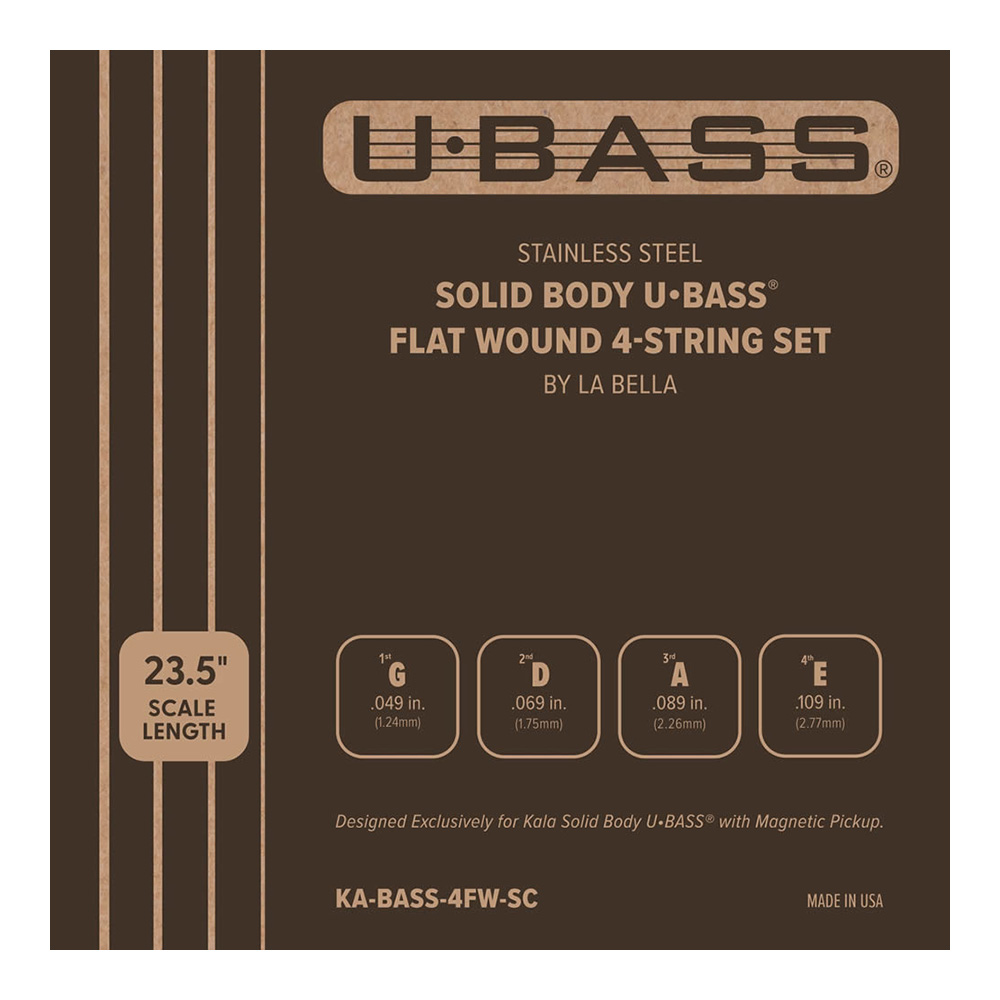 KALA <br>KA-BASS-4FW-SC [Stainless Steel Solid Body U-BASS Flat Wound 4-String Set]