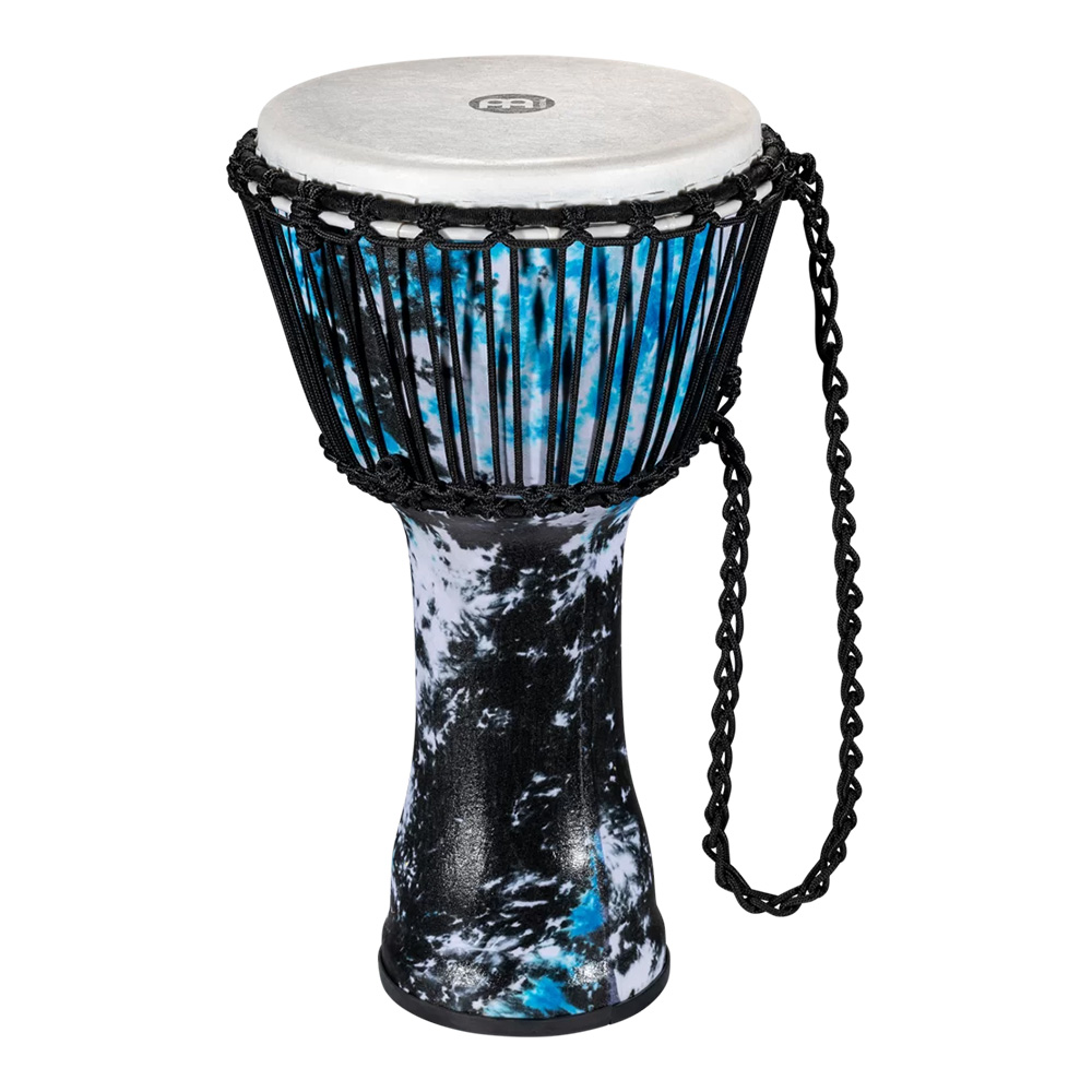 MEINL <br>Rope Tuned Travel Series Djembe, Synthetic Head - 10" Galactic Blue Tie Dye [PADJ8-M-F]