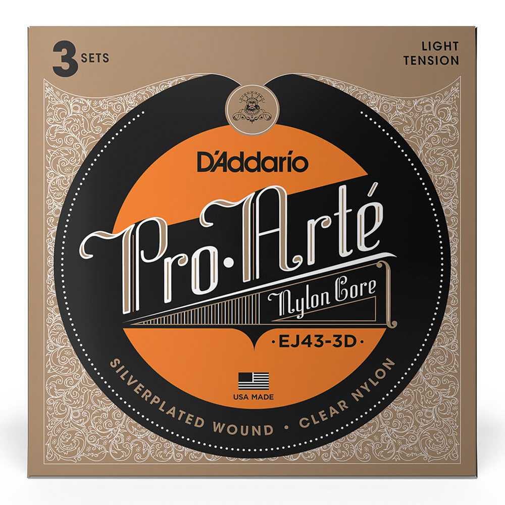 D'Addario <br>EJ43-3D [Pro-Arte Nylon Core Silver, Clear, Light Tension][3pack]