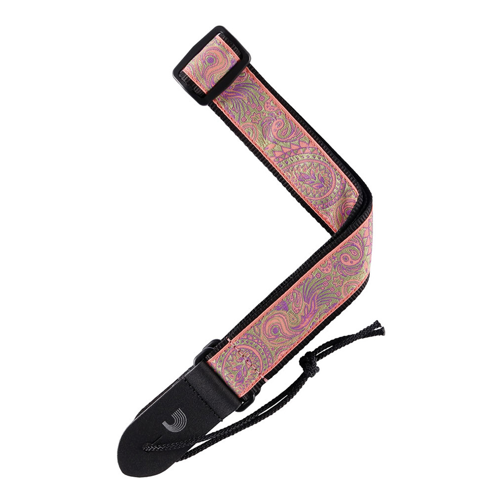 D'Addario <br>Jacquard Ukulele Strap, Paisley, Pink/Green [15UKE03]