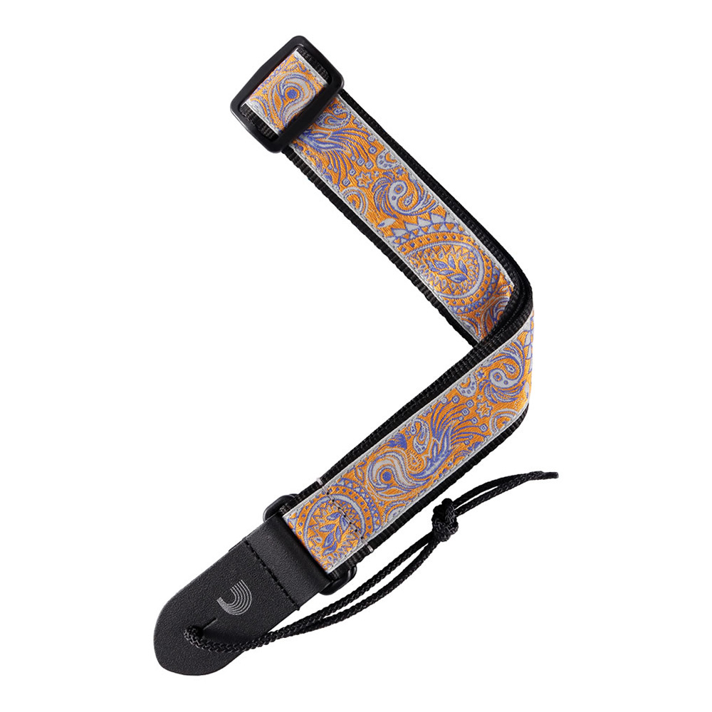 D'Addario <br>Jacquard Ukulele Strap, Paisley, Gray/Orange [15UKE05]