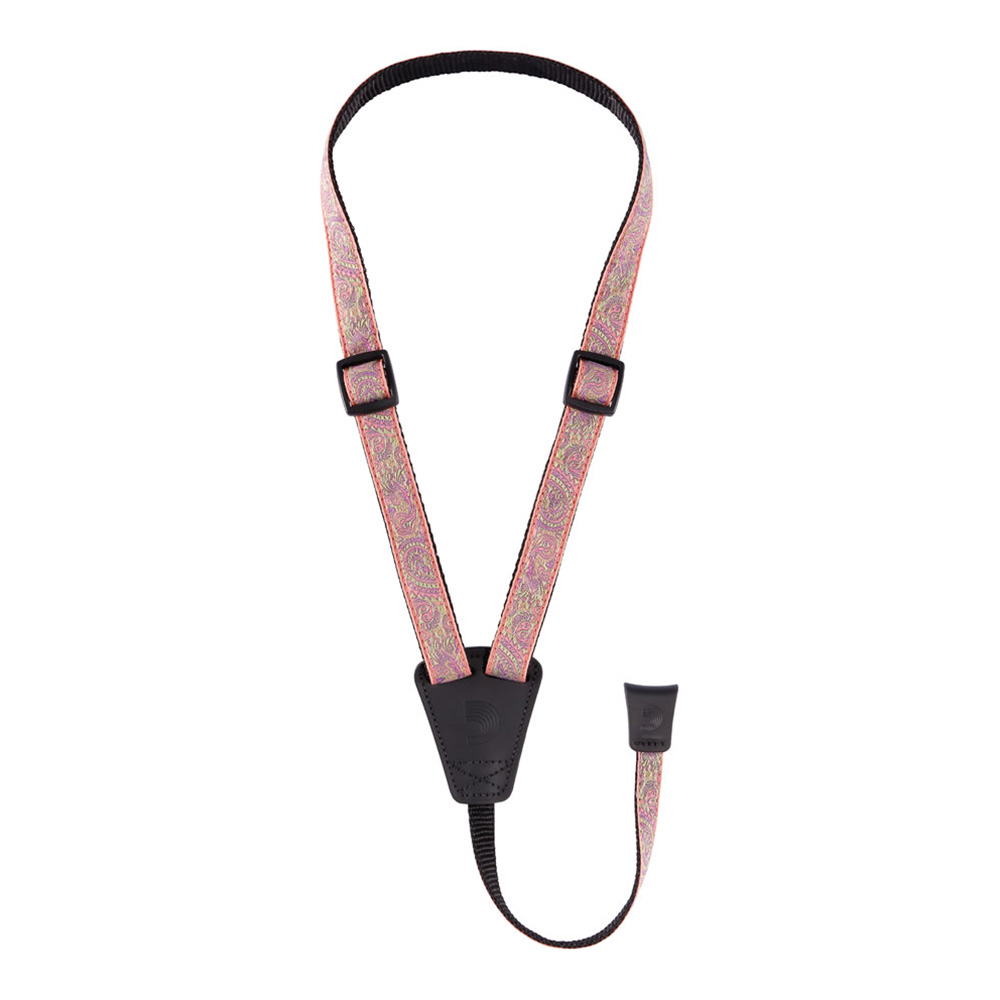 D'Addario <br>Jacquard Cradle Ukulele Strap, Paisley, Pink/Green [19UKE05]