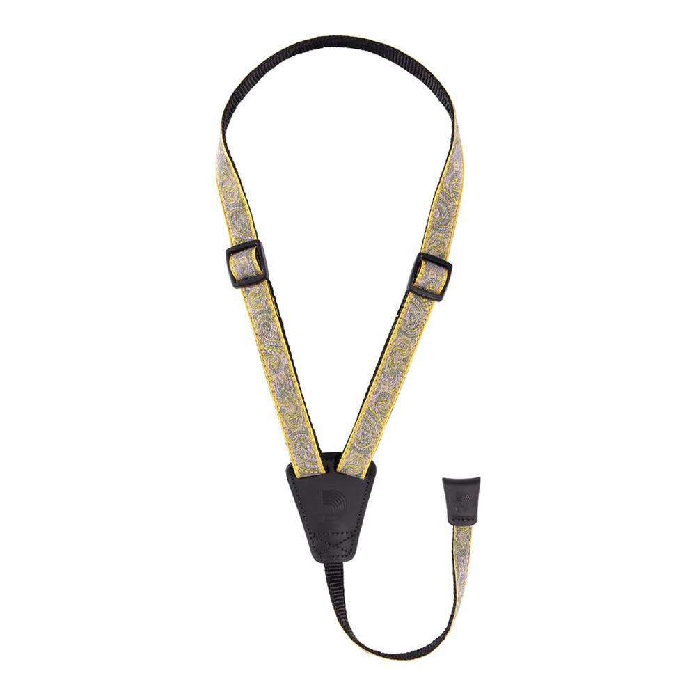 D'Addario <br>Jacquard Cradle Ukulele Strap, Paisley, Yellow/Purple [19UKE06]