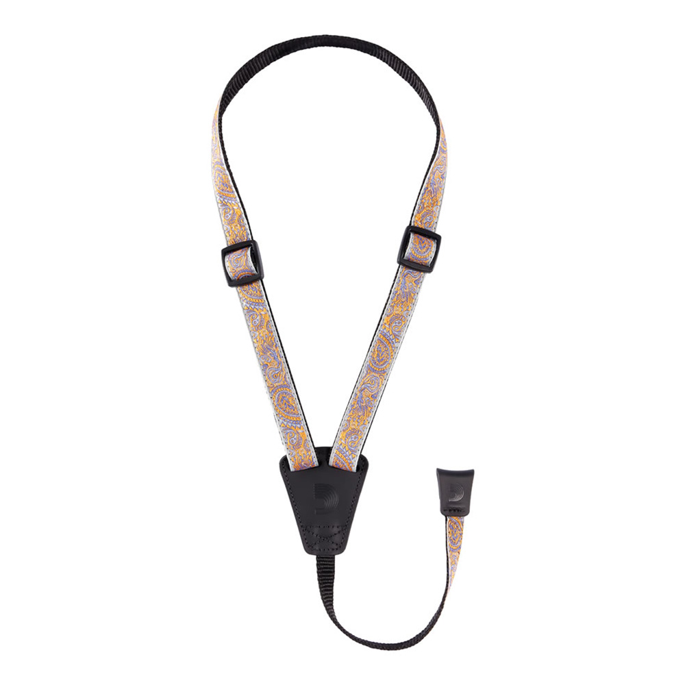 D'Addario <br>Jacquard Cradle Ukulele Strap, Paisley, Gray/Orange [19UKE07]