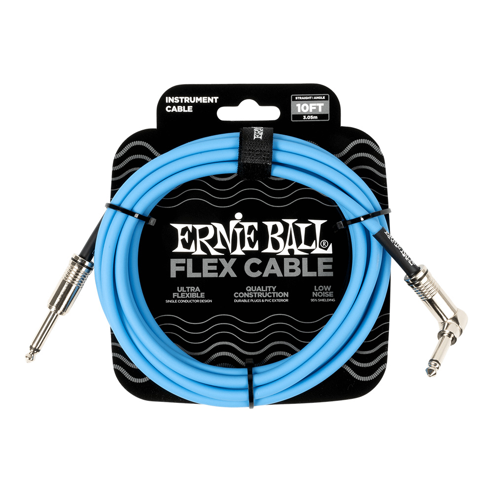 ERNIE BALL <br>#6464 Flex Instrument Cable Straight/Angle 10ft - Blue
