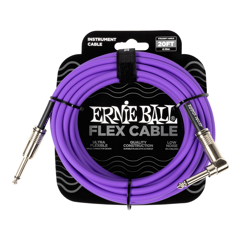 ERNIE BALL <br>#6466 Flex Instrument Cable Straight/Angle 20ft - Purple
