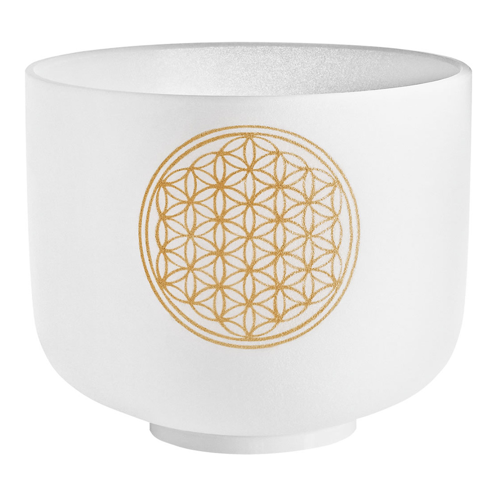 MEINL Sonic Energy <br>8" White-frosted Crystal Singing Bowl, Flower of Life 128 Hz [PCSB8FOL]