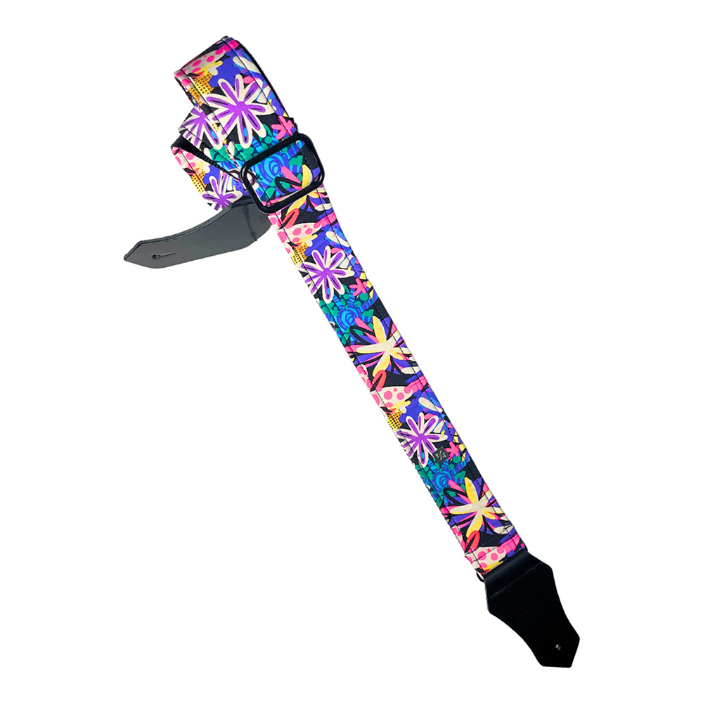 Get'm Get'm <br>Good Vibes 2" Guitar Strap / Groovy Flowers [00111634]