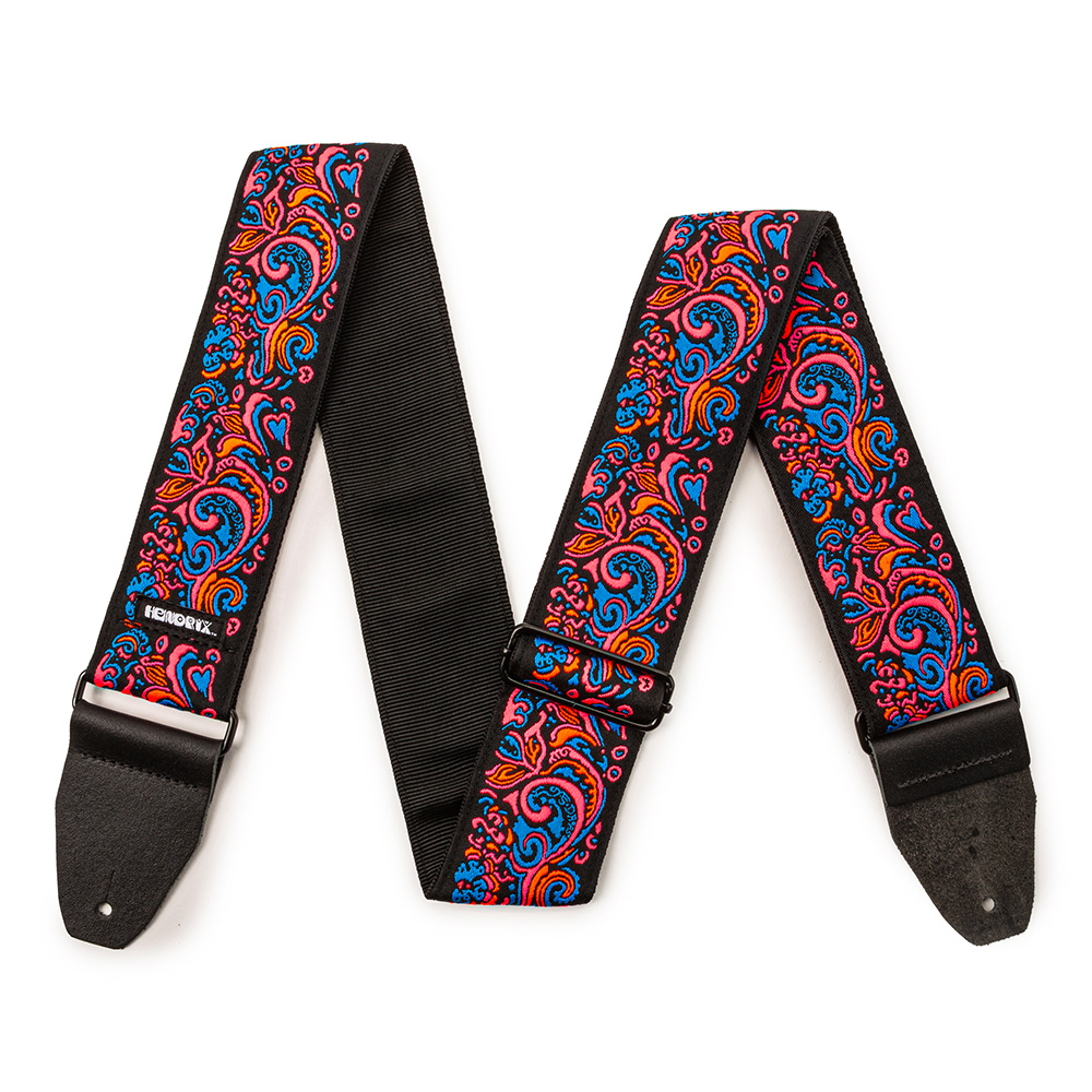 Jim Dunlop <br>JIMI HENDRIX BLACKLIGHT LOVE DROPS PINK STRAP [JH28]